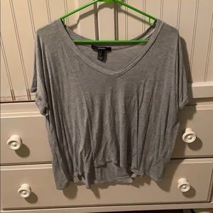 Grey flowy V-neck tee